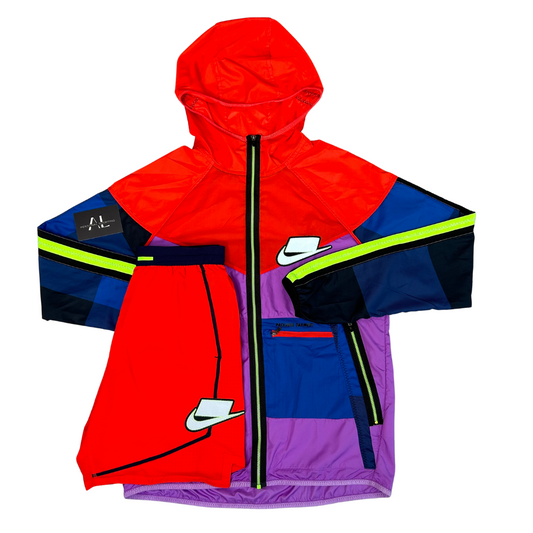 nike meekz windbreaker & short set | purple multi