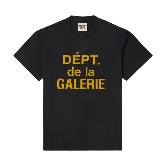 gallery dept logo print t-shirt - black & yellow