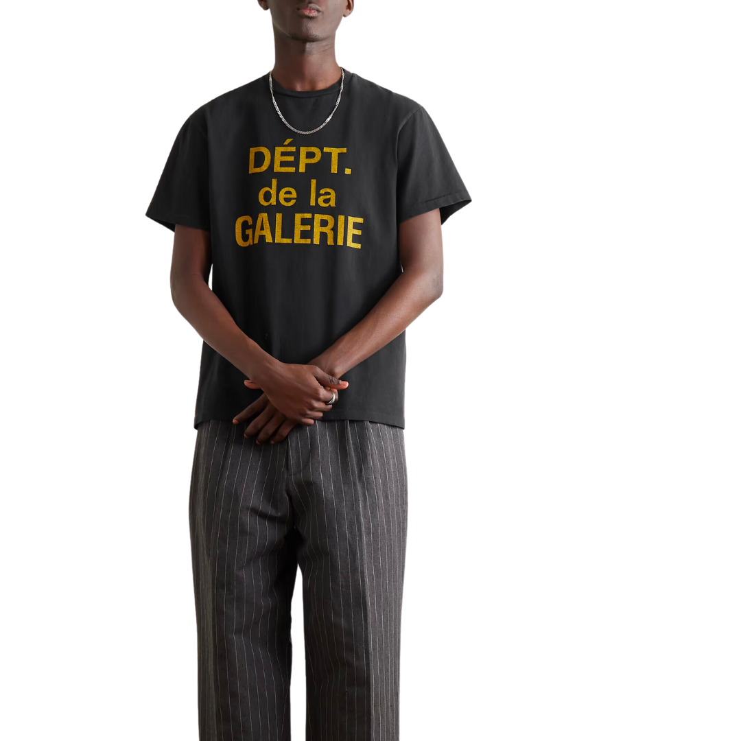 gallery dept logo print t-shirt - black & yellow