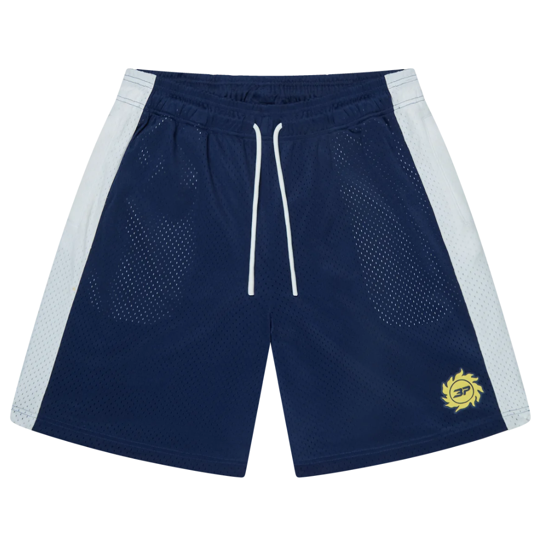 broken planet mesh shorts 'navy & white'