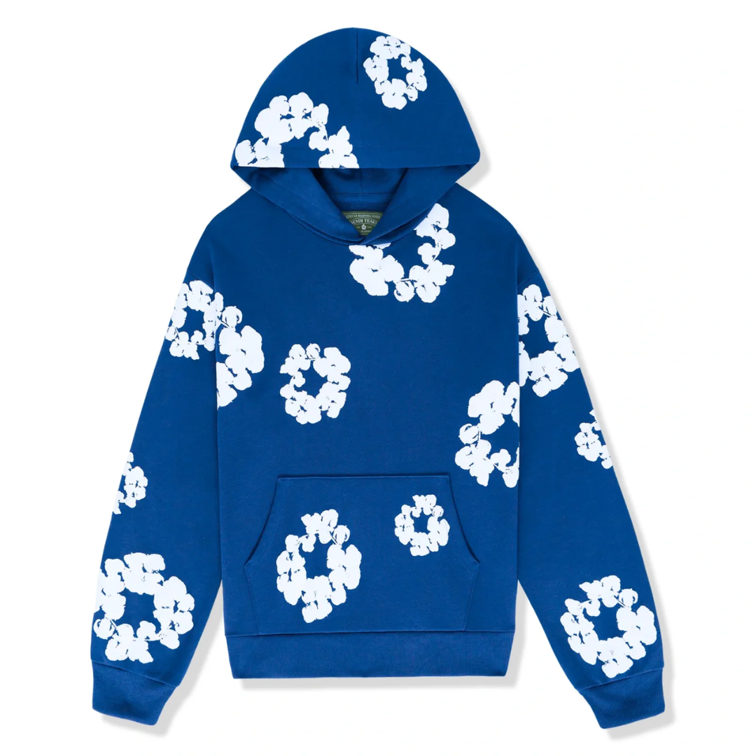 denim tears - the cotton wreath 'blue' hoodie